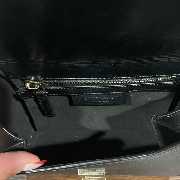 GIVENCHY Textured Calfskin Mini Pandora Box Chain Crossbody Bag Black - Picture 8 of 10